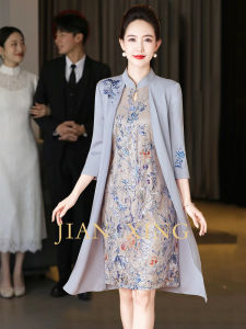 Elegant Reformed Cheongsam Dress Fake Two-Piece Set Young Ladylike Personality Ball Gown Suitable for Wedding And Banquet