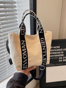 Korean Style Fashion Canvas Tote Bag Summer 2024 Handbag Casual Single Shoulder Bag Leisure Letter Crossbody Bag for Men And Women