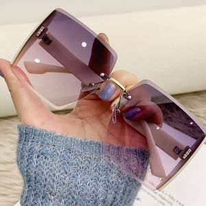 YoPo Square Sunglasses For Beach Frameless Sunglasses Retro Fashion