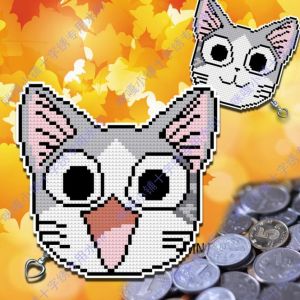 กระเป๋าใส่เหรียญผ้าปักลายการ์ตูน DIY เสื้อผ้าฝ้ายสไตล์เกาหลี กระเป๋าใส่หูฟัง กระเป๋าใส่เหรียญแมวชีส รุ่น L017