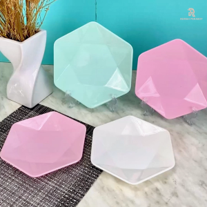 Piring Hexagonal Polos 8/9 Inch Tebal Piring Saji Cantik