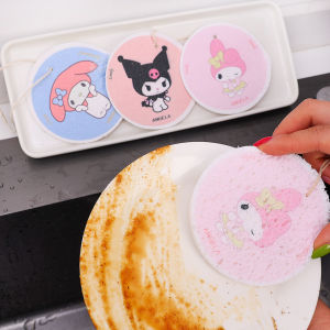 3Pcs Cartoon Sanrio Sponges Wipe Wood Pulp Sponge Scouring Pad Compressed Cleaning Sponges Pot Wipe Cleaning Tools