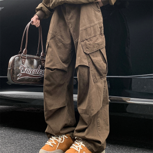 Spring Big Pocket Mens Cargo Pants Japanese Y2k Harajuku Loose Straight Wide Leg Trousers Baggy Pants Man Hip Hop Sweatpants