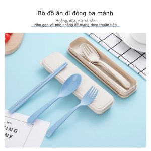 bộ dao nĩa 3 món Thìa Đũa Dĩa LÚA MẠCH Ăn Trưa Văn Phòng - bộ thìa đũa cá nhân dễ-HAUSE