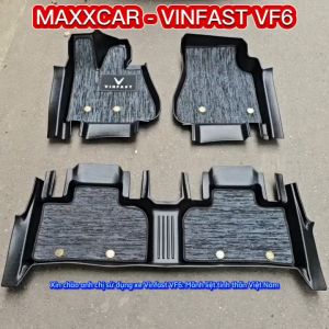 VF6 -Thảm lót sàn MAXXCAR cho xe Vinfast VF6 nhựa TPE đúc 5D tràn viền cao cấp + bộ Rối xám logo