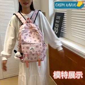 Cặp đi học nữ cặp thời trang nữ họa tiết vẽ tay xinh xắn cute phong cách hàn quốc ulzzang nhiều ngăn chống thấm nước CX51