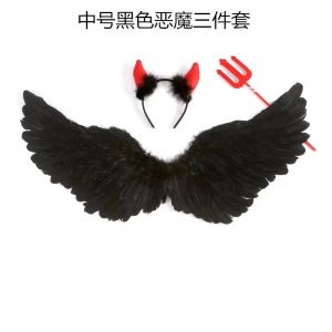 High Cold Black Swan Feather Barrettes Halloween Headdress Cos Devil Wings Dress up Photo Props Amusement Park