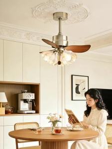 XUNZE | Bell Flower French Retro Vintage Ceiling Fan Light