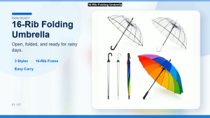 【Pure Care】 16-Rib Umbrella Windproof Rain Umbrella Clear / Rainbow / Foldable Lightweight