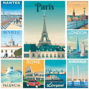 Jigsaw Puzzle 1000 pcs Beautiful European City Skyline Paris Monaco Nantes For Adults Stress Relief Puzzle Fun Present