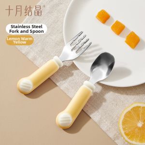 SHI YUE JIE JING | Baby Learning Training Spoon Stainless Steel