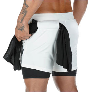Men Running Shorts 2 In 1 Double-deck Sport Shorts Sportswear Gym Fitness Short Pants Training Jogging Bottom Mens Clothing