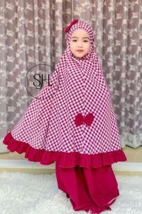 ชุดละหมาดเด็ก ลายสก็อต ชุดละหมาดเด็ก ลายในตัว ผ้าไหมอีตาลี่