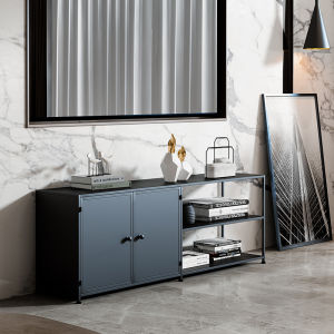 Modern Minimalist Console Tables Wrought Iron TV Cabinet Scandinavian Wall Shelf Small Apartment Side View Accessible Luxury Storage