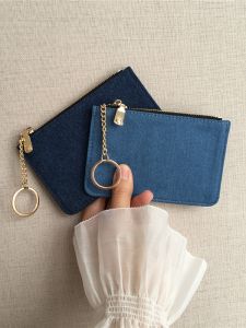 Ultra-Thin Long Zipper Wallet for Women Denim Mobile Phone Bag Vintage Style Driver License Handbag Fashionable Youth Purse