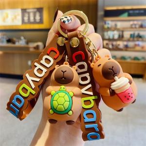 Capybara Keychain Cute Capybara Doll School bag Pendant For Car Keychain Anime Cartoon Keyring Charm Holiday Gifts Jewelry