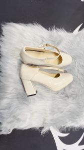 4 inches High Glossy Block Heels Korean Shallow Mouth Mary Jane Shoes For Women-Add One Size