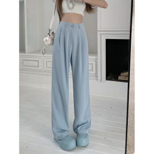 plus Size Womens Casual Loose Wide Leg Pants High Waist Long Trousers Fall Season Fashionable Versatile Floor Length Pants