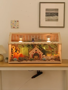 Reptile Feeding Box Tank Wooden Reptile Cage 80cm Spacious Villa with Acrylic Viewing Panel for TortoisesGeckos etc. 爬宠饲养箱