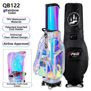 PGM GOLF | Patented Retractable Waterproof Durable Hard Shell Golf Luggage Bag
