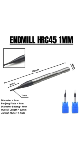ms7 Endmill Diameter 1mm HRC45 Carbide 4F D1 End mill 1 mm