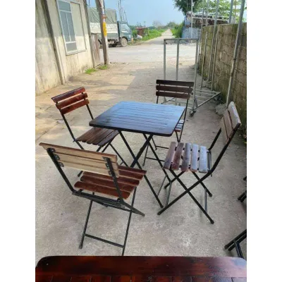 [Xưởng Sản Xuất] Bàn Ghế gỗ cao cấp Fansipan(có ship ngay trong ngày) bộ bàn ghế gỗ chân sắt sơn tĩnh điện gấp gọn bàn caffe trà tranh sang trọng hàng gia công theo mẫu bàn Fansipan