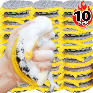 10pcs Double Side Dishwashing Sponge Pan Pot Dish Wash Sponges Magic Sponge Household Cleaning Reusable Kitchen Tool