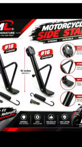 EURO V PERMAN   -  Motorcycle Kick Side Stand Black #18 #16 | Heavy Duty Steel Stock Type  (1pcs)