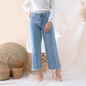 Celana Wanita Kulot Jeans Higtwaist Premium / Celana Jeans Kulot Highwaist / Celana Jeans Wash Premium / Cullote Boyfriend Best Seller Bahan Cobra 12.13oz Tebal Halus