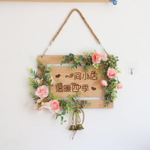 Creative Wooden Business Card Holder Double-Sided Air Conditioner Opening Welcome Sign Customizable Storefront Plaque