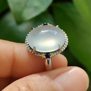 Five Stars Wu Xing Certified Jadeite Gold Ring - Earth/Metal/Water Harmony (Sku:18kring43)
