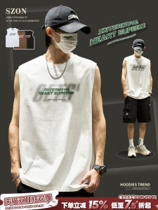 เสื้อกั๊กแขนกุดผ้าฝ้ายสไตล์อเมริกันสำหรับผู้ชาย ทรงหลวม ลำลอง ใส่สบาย ฤดูร้อน แฟชั่น น้ำหนักเบา ไม่มีแขน คอกลม