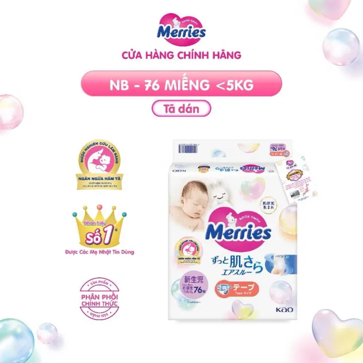 Tã/bỉm dán Merries Đủ Size Newborn/S/M/L mới