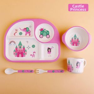 MEISITEKEKE | Cute Cartoon Divided Plate Set Bamboo Fiber