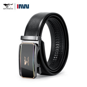 SEPTWOLVES หนังสีดำเข็มขัดธุรกิจลำลองเข็มขัดหัวเข็มขัดอัตโนมัติระดับไฮเอนด์สำหรับแฟนของขวัญสำหรับสามี