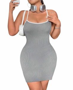 Plus Size Sleeveless Dress Plus Size Mini Dress with Lining Spaghetty Dress Plus Size (Alona)