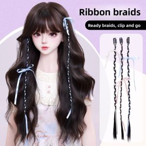 Ballet Style Ribbon Braids Fake Hair Butterfly Knot Double Tail Womens Dopaamine Twist Punch Braid Music Festival