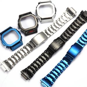 Watch Case DW5600 5032 5020 Strap Metal Bezel Case Stainless Steel GWB 5600 GWX-5600 G-Refit Watchband Accessories WithTools