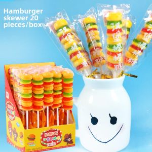 Creative Juicy Burger Candy Sticks Soft Candy Snacks Childrens Day Retro Treat Box Packaged Gel Candy Burger Pack Snacks