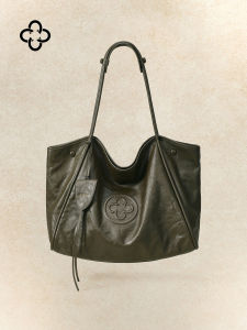 Large Capacity Vegetable Tanned Leather Tote Bag for Shoulder and Underarm Use XL