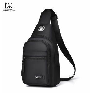 LouisWill Mens Chest Bag Multi-Functional Crossbody Bag Smooth Zipper Bag Sports Bag Waterproof Anti-Thief Code Lock Casual Bag Street Shoulder Bag Messenger Bag Sling Bag for Men