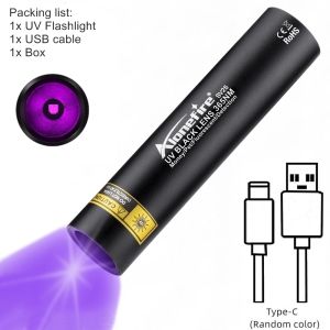365nm Led Blacklight UV Flashlight USB rechargeable Pet DogCat Urine Tinea Marker Ore Money Scorpion Detector Curing Light Torch