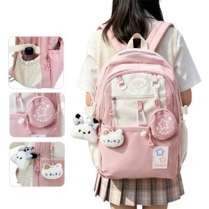 VMQ Korean Style Large Capacity Backpack For Women Sweet and Stylish School Bag Fashion Travel Bag MV