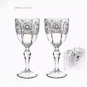 Bohemian High-End Crystal Glass Red Wine Champagne Cup Set with Handle European Style Grape Design Premium Quality Drinkware