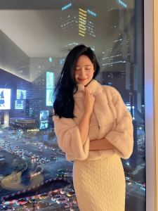 Eco-Friendly Short Fur Coat Korean Style Stand Collar Lazy Chic Water Rabbit Fur Simulation Outerwear for Women Winter New Arrival