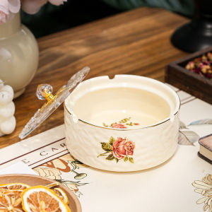 Elegant Ceramic Ashtray Creative Home Office Living Room Decorative Ornament with Lid Luxury Sensation Ashtray for Hotel