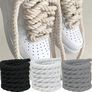 1 Pair Bold Cotton Linen Twist Weave Shoelaces solid Color Rope Shoes Laces Men Women Trendy Personality kpop Sport Casual Shoestring