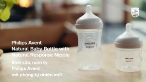 Bộ sản phẩm bình sữa mô phỏng tự nhiên PP và ti ngậm thông khí Philips Avent cho bé 0-18 tháng