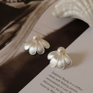 ZaSaFran Natural Pearl Flower Bud Earrings for Women Elegant New Chinese Style Handmade Crafted Stainless Steel Jewelry