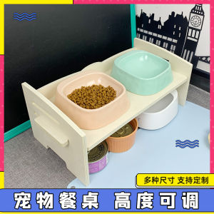 Pet Dining-Table Heightened Table Cat Bowl Dog Bowl Double Bowl Rack